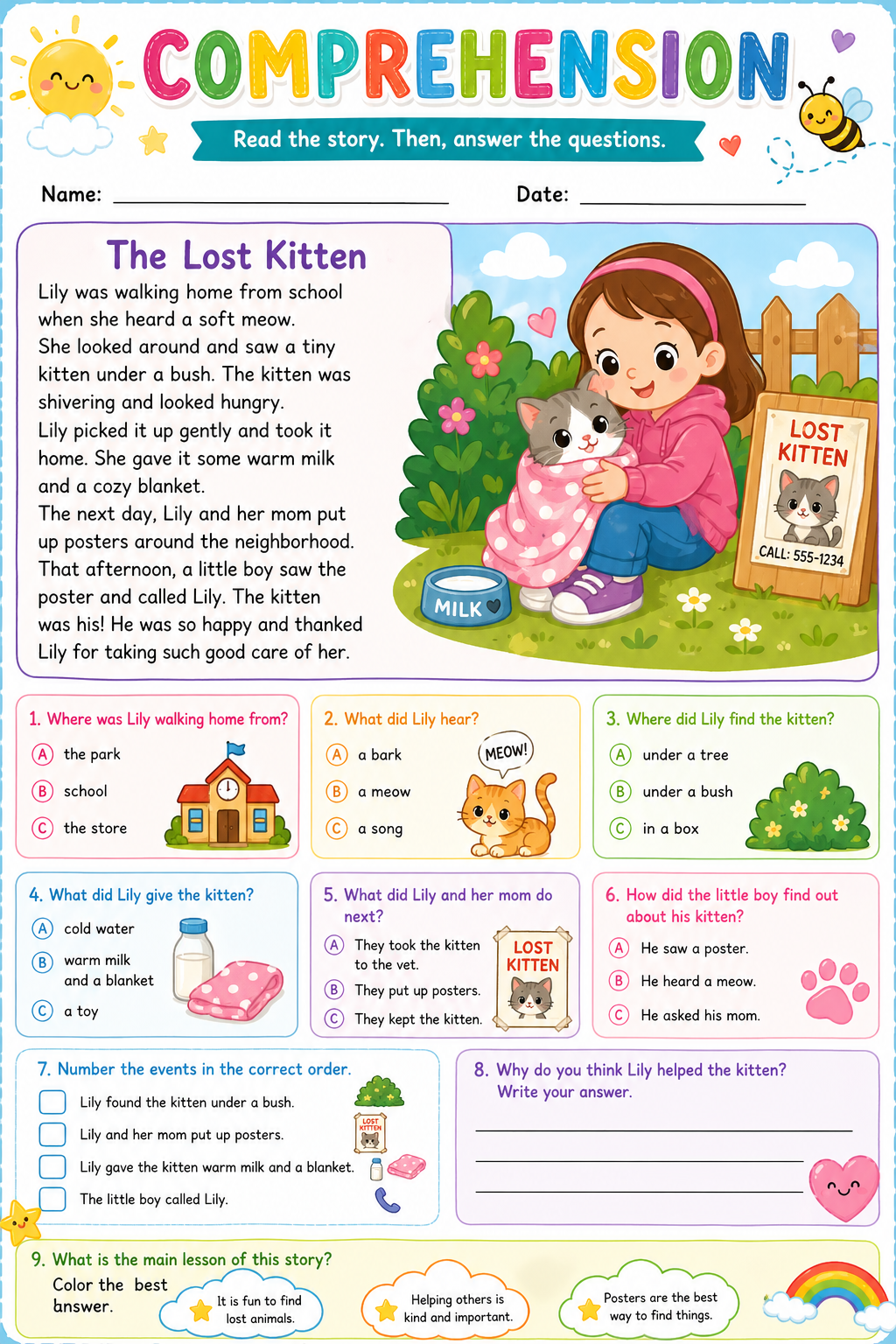 Comprehension Worksheet